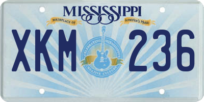 MS license plate XKM236