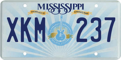 MS license plate XKM237
