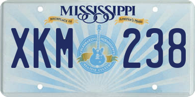 MS license plate XKM238