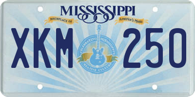 MS license plate XKM250