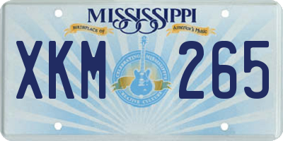 MS license plate XKM265