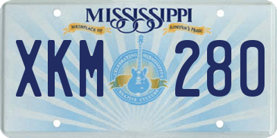 MS license plate XKM280