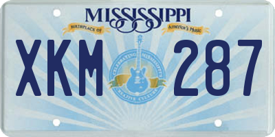 MS license plate XKM287