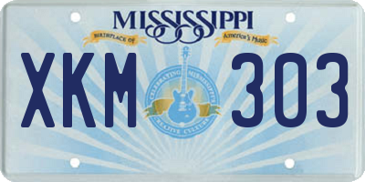 MS license plate XKM303