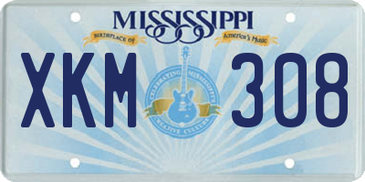 MS license plate XKM308