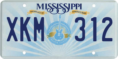 MS license plate XKM312