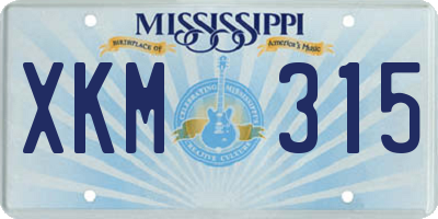 MS license plate XKM315