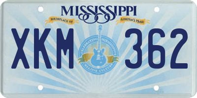 MS license plate XKM362