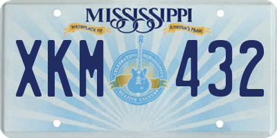 MS license plate XKM432
