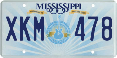 MS license plate XKM478