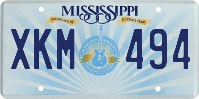 MS license plate XKM494