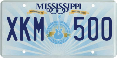 MS license plate XKM500