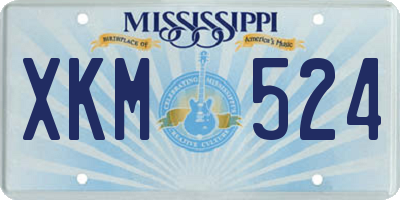 MS license plate XKM524