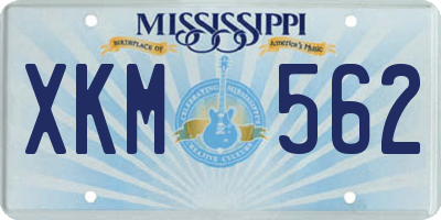 MS license plate XKM562