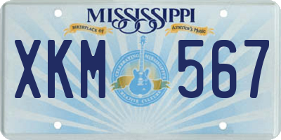 MS license plate XKM567