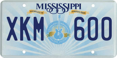 MS license plate XKM600
