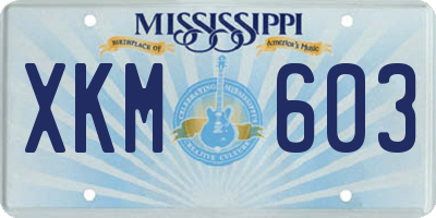 MS license plate XKM603