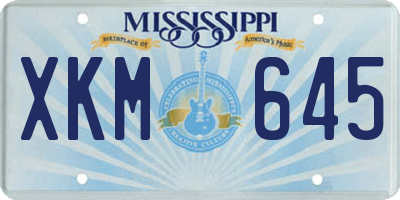 MS license plate XKM645