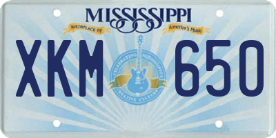 MS license plate XKM650