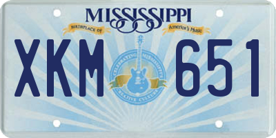 MS license plate XKM651