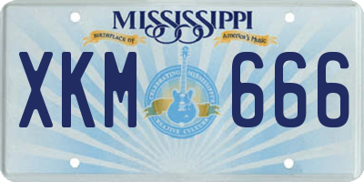 MS license plate XKM666