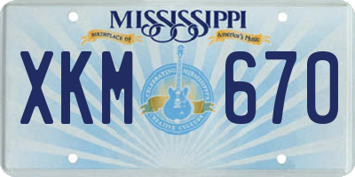 MS license plate XKM670
