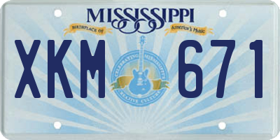 MS license plate XKM671