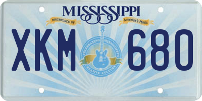 MS license plate XKM680