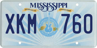 MS license plate XKM760