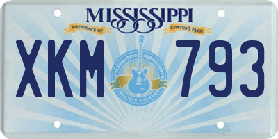 MS license plate XKM793