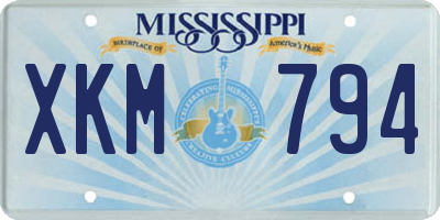 MS license plate XKM794