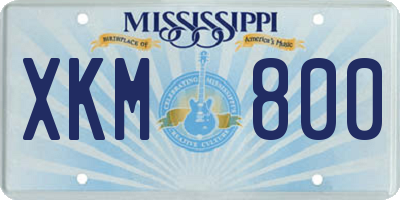 MS license plate XKM800