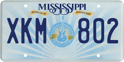 MS license plate XKM802