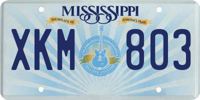 MS license plate XKM803
