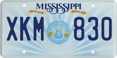 MS license plate XKM830