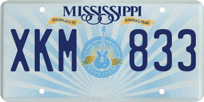 MS license plate XKM833