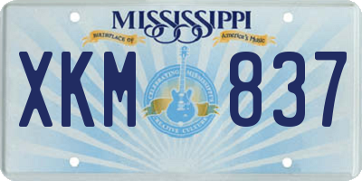 MS license plate XKM837