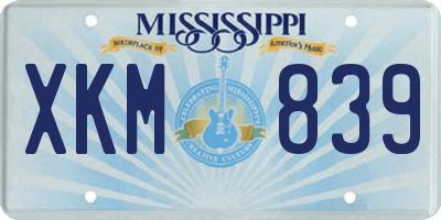 MS license plate XKM839