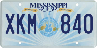 MS license plate XKM840