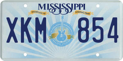 MS license plate XKM854