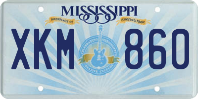 MS license plate XKM860