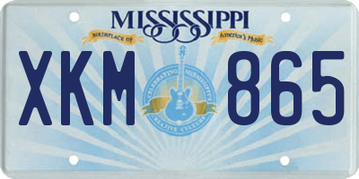 MS license plate XKM865