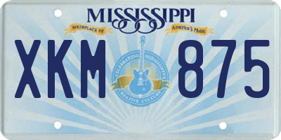 MS license plate XKM875