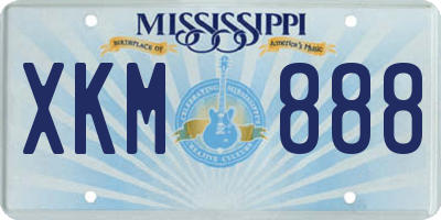 MS license plate XKM888