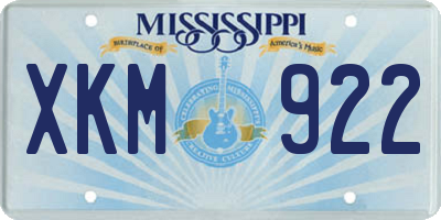 MS license plate XKM922