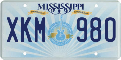 MS license plate XKM980