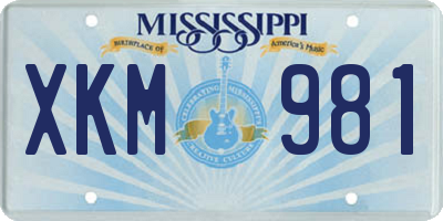 MS license plate XKM981