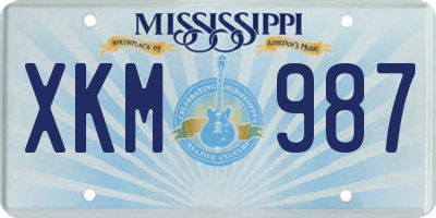 MS license plate XKM987