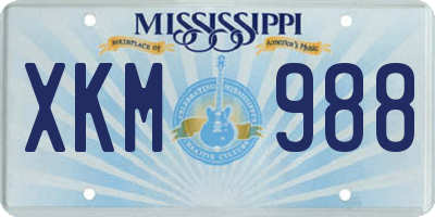 MS license plate XKM988