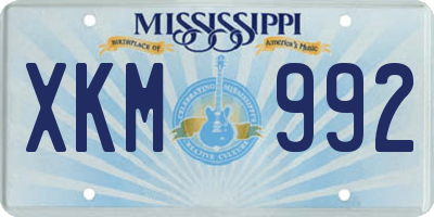 MS license plate XKM992